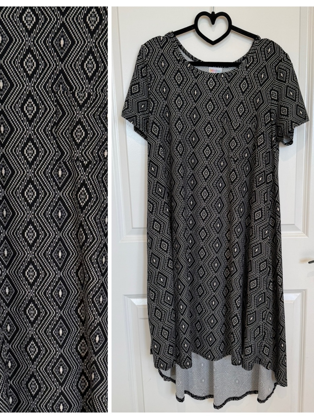 LuLaRoe Carly- Black & White Geometric Swing Dress